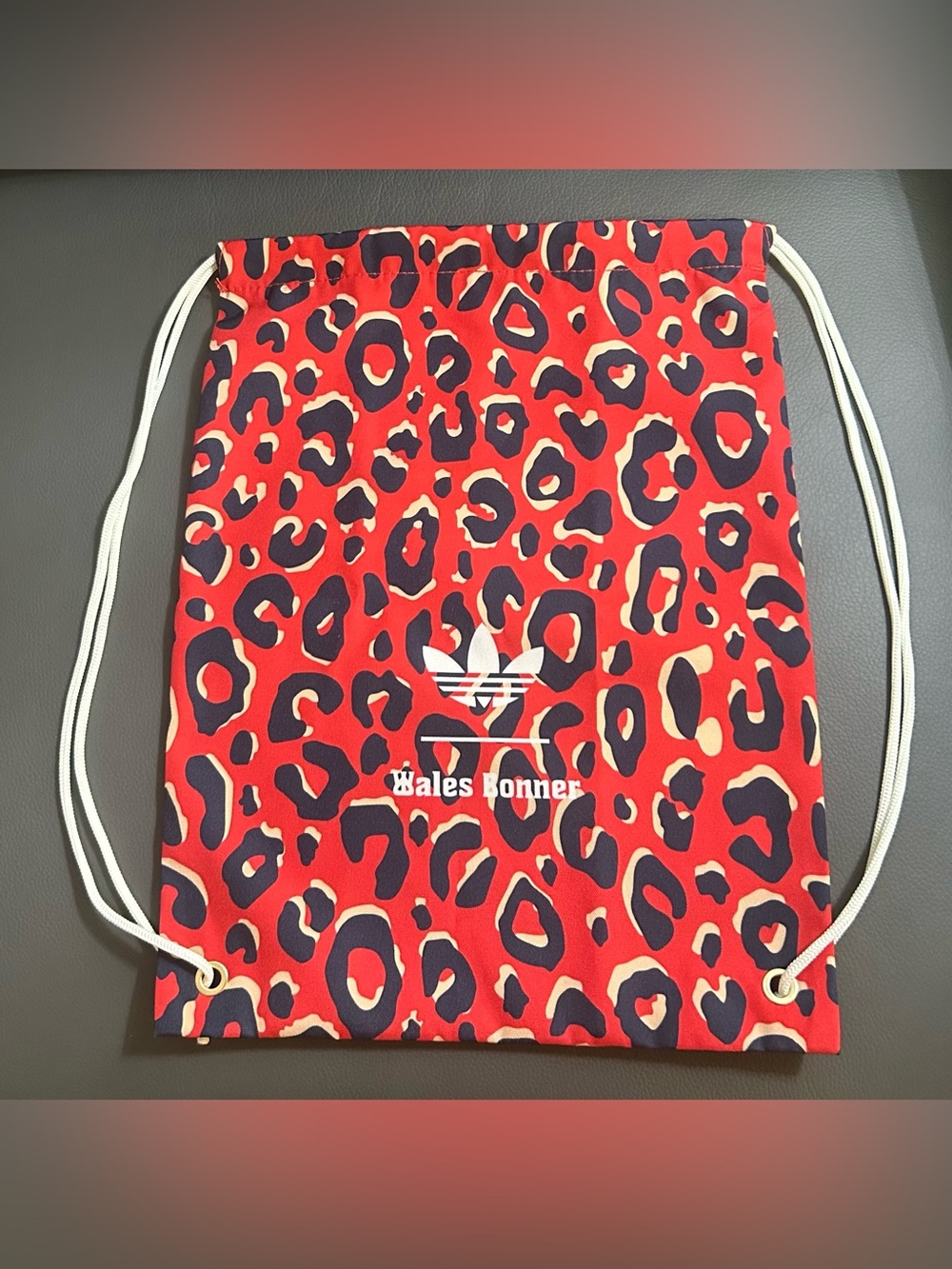 Adidas x Wales Bonner Leopard Print Dust Bag Drawstring Accessory Bag EUC